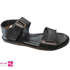 تصویر صندل و دمپایی چرم مردانه مدل Z1 رنگ مشکی و قهوه ای 