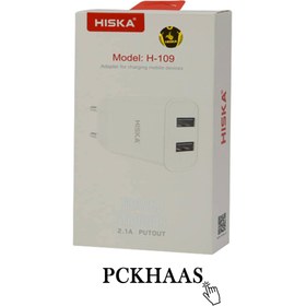 تصویر شارژر دیواری هیسکا مدل H-109 به همراه کابل تبدیل لایتنینگ 