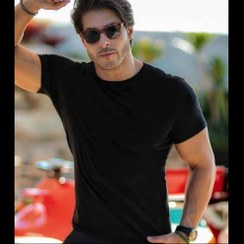 تصویر تیشرت ساده بیسیک اسلیم فیت مشکی مردانه * نخ پنبه اعلا 