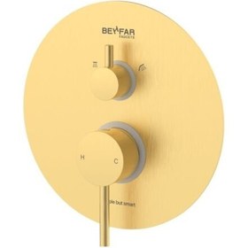 تصویر شیر دوش توکار گرد طلایی مات بهفر تیپ 3 