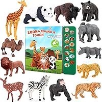 تصویر Safari Animals Figures Toys - 13 مجسمه واقعی حیوانات پلاستیکی وحشی و کتاب صدای کودکان - اسباب بازی آموزشی آموزشی هدیه برای 3 سال و بالاتر پسران دختر نوپا Safari Animals Figures Toys - 13 Realistic Wild Plastic Animal Figurines & Kids Sound Book - Educational Learning Toys Gift for 3 Years Old & Up Boys Girls Toddlers