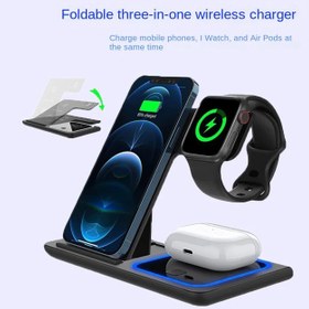 تصویر استند شارژر بی سیم 3 کاره 15 واتی پرودو مدل porodo 3in1 dual coil wireless charger dock 