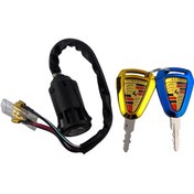 تصویر سوییچ طرح پورشه آب کاری کروم طلایی آبی موتورسیکلت BEST سوئیچ طرح پورشه آب کاری کروم طلایی آبی موتور سیکلت بست