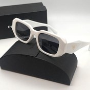تصویر عینک آفتابی زنانه مارک پرادا دسته سه بعدی لولا فلزی هدیه کیف کاور دستمال PRADA 3D style uv 400