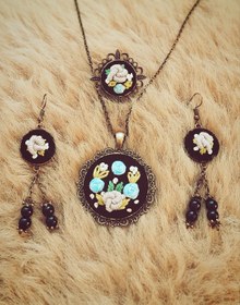 تصویر ست گلدوزی مخمل مشکی 