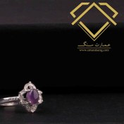 تصویر انگشتر نقره زنانه آمیتیست طرح آهو 