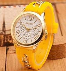 تصویر ساعت مچی طرح رومی جنوا yellow04 GENEVA WOMEN WATCH