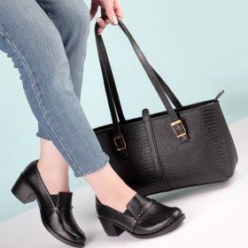 تصویر کفش چرم زنانه کد 215 