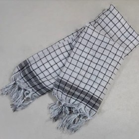 تصویر چفیه سفید نخی پنبه ای گره دار 