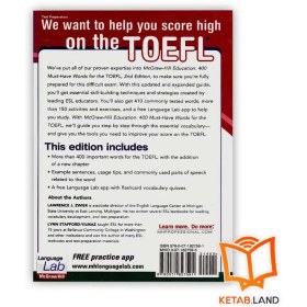 تصویر 400Must-Have Words for the TOEFL 2nd کتاب 400 واژه برای تافل 400Have Words for The TOEFL 2nd Edition