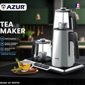 تصویر چای ساز آزور مدل AZ-684TM ظرفیت ۱.۷ لیتر با کتری استیل ضد زنگ 