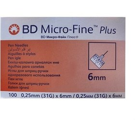 تصویر سرسوزن بی دی میکروفاین پلاس 6 میلی متر BD Micro-Fine Plus 6 mm BD Micro-Fine Plus 6mm