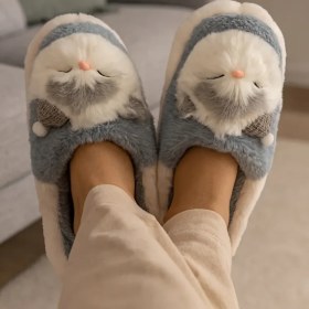 تصویر پاپوش گربه کلاهدار جلوبسته - طوسی / 38-39 