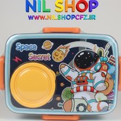 تصویر ظرف غذا دو طبقه با ظرف جدا مخصوص سس و قاشق - سرمه ای / کادویی Single-Layer Lunch Box with Separate Sauce Container and Spoon