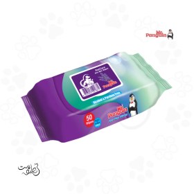 تصویر دستمال مرطوب پاکتی حیوانات مستر پنگوئن رایحه لوندر بسته ۵۰ عددی Mr.Panguin Mr.Panguin PetCare Pet Wet Wipes with Lavender 50pcs