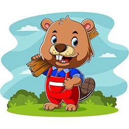 تصویر کاراکتر کارتونی سمور آبی – Cartoon carpenter beaver 