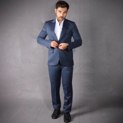 تصویر کت و شلوار مردانه یقه بلیزر مدل 5250 رنگ سرمه ای 