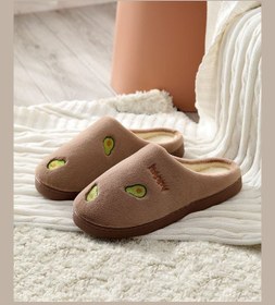 تصویر دمپایی راحتی با طرح آووکادو برای اتاق خواب - قهوه‌ای/سبز برند joychic Avocado Pattern Slip-On Bedroom Slippers Brown/Green