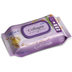 تصویر دستمال مرطوب پاک‌کننده آرایش یونی‌ لد حاوی کلاژن 25برگی 