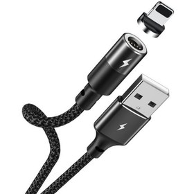 تصویر کابل شارژ مگنتی مغناطیسی USB به Lightning با شدت جریان 2.4 آمپر، برند ریمکس مدل Smart ZIGIE Rc-102i با سری های آلمینیومی led دار ، پوشش بیرونی کنفی بافته شده طول 1.2 متر 