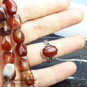 تصویر ست انگشتر نقره عقیق قرمز و تسبیح عقیق سلیمانی 