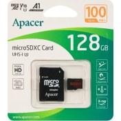 تصویر کارت حافظه microSDHC اپیسر مدل Rioo کلاس 10 استاندارد UHS-I U1 سرعت 100MBs ظرفیت 128 گیگ آداپتور دار 