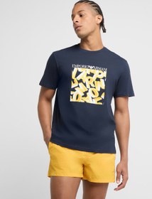 تصویر تی‌شرت گردن گرد با لوگوی لباس ساحلی برند Emporio Armani Beachwear Logo Crew Neck T-Shirt