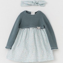 تصویر پیراهن دخترانه با تل طرح ماهورا ایندیگو (indigo) پیراهن دخترانه بافت ایندیگو