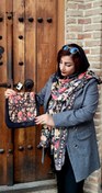تصویر ست شال و کیف طرح گل و مرغ سنتی و ایرانی 