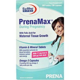 تصویر قرص پرینامکس دیورینگ پرگننسی دوران بارداری یورو ویتال Eurho VITAL PrenaMax During Pregnancy 60tables 30 capsule