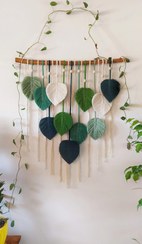 تصویر دیوارکوب برگ سبز Green wallhanging macrame