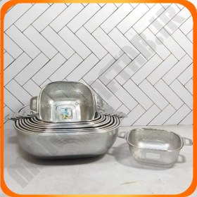 تصویر سرویس 11 پارچه آبکش پانچ مربع دسته دار استیل ZB-972 زومبا 