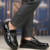 تصویر کفش کالج پسرانه چرمی ورنی شاهین 