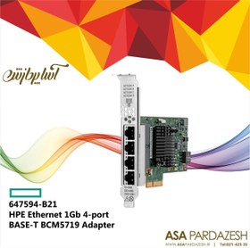 تصویر کارت شبکه اچ پی HPE Ethernet 1Gb 4-port BASE-T BCM5719 Adapter | 647594-B21 