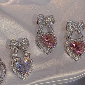 تصویر گوشواره قلب و پاپیون 