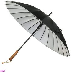 تصویر چتر 16 فنر ضد باد دولایه - مشکی 