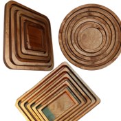 تصویر 3 مجموعه 5 عددی سینی چوبی دایره مربع مستطیل ( 15 تیکه ) 