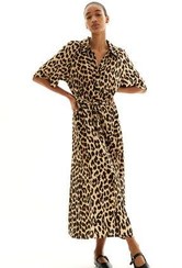 تصویر لباس زنانه گلبه‌ای با طرح کمربند، شیک و راحت H&M 