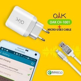 تصویر شارژر دیواری اوآک مدل CH-1001 به همراه کابل تبدیل microUSB 