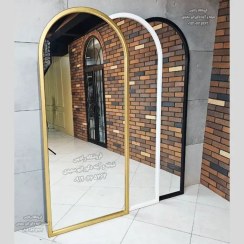 تصویر آینه قدی گنبدی قاب دار با فریم چوبی MDF 