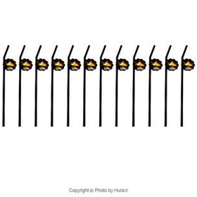 تصویر نی نوش تم تاج مشکی طلایی 12 عددی 