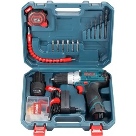 تصویر کیت دریل شارژی 12 ولت دو باتری 19 پارچه رونیکس مدل RS-8613 CORDLESS DRILL SET RS-8613