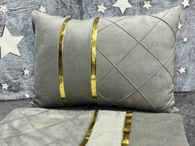 تصویر روبالشی مخمل دو نوار کد 06 برند خوشنام هگمتان یک جفتی - 3 جفت (شش عدد) 