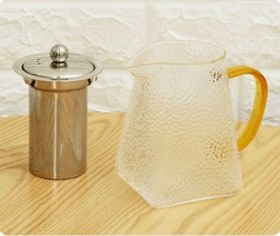 تصویر قوری کف مربع دسته طلایی - 900 میلی لیتر TEA POT Pyrex Kettle