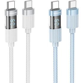 تصویر کابل شارژ 60 وات تایپ سی به تایپ سی بروفون مدل BU46 BU46 Type-C to Type-C Basic 60W charging data cable with display