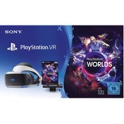 تصویر عینک واقعیت مجازی سونی PlayStation VR به همراه دوربین و کد بازی PS VR Worlds 