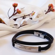 تصویر دستبند مردانه چرم پلاکدار مونت بلانک مدل 23040 