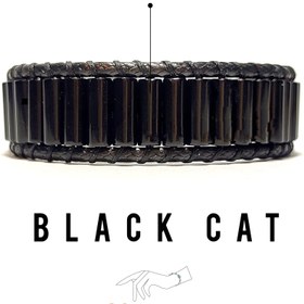 تصویر دستبند سنگی عقیق سیاه اصل درجه یک دستبند خاص سنگی مشکی گربه سیاه Black cat stone bracelet black agate original