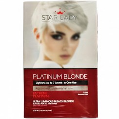 تصویر کرم دکلره استارلیدی مدل پلاتینیوم بلوندر حجم 120 میلی‌ لیتر رنگ سفید به همراه فعال کننده استارلیدی مدل 01 حجم 150 میلی لیتر 