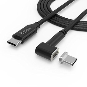تصویر کابل USB C مغناطیسی Basevs برای MacBook Pro ، 4.3A 87W با شارژ سریع سریع C تا Type C بافته نایلون بند ناف برای MacBook (Pro) ، سامسونگ S8 ، Dell XPS و سایر دستگاه های USB C. (6.6FT-سیاه) 